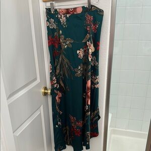 Floral Maxi Skirt - Green and Red